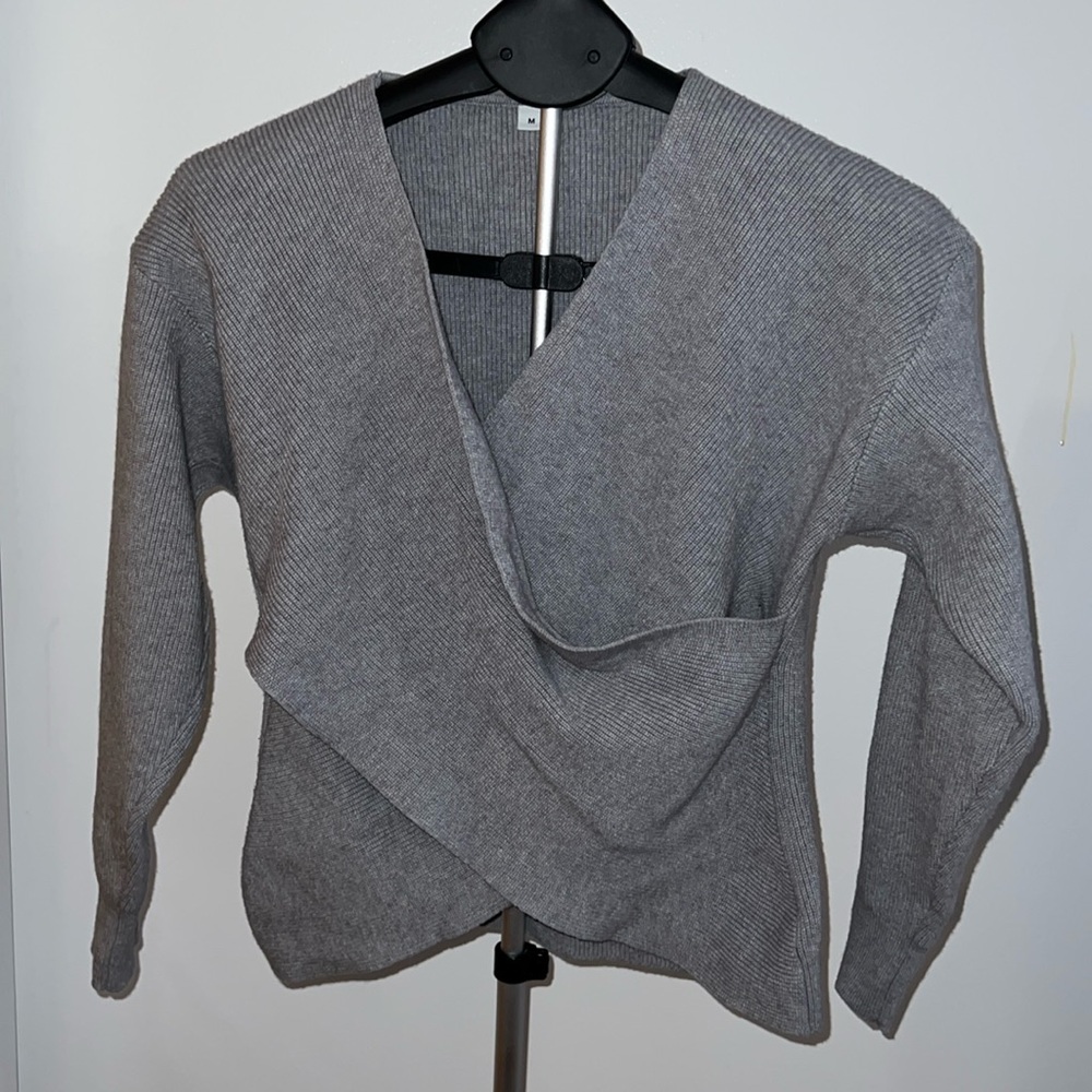V-neck wrap sweater